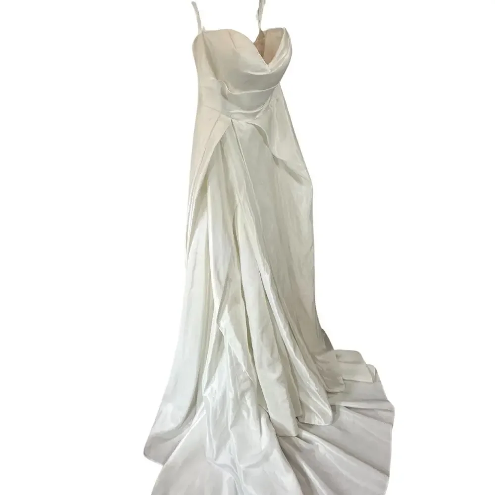 Lulus “Lifetime of Love” White Satin Strapless A-Line Gown - Size 8 – NWOT💍✨ - Picture 5 of 11